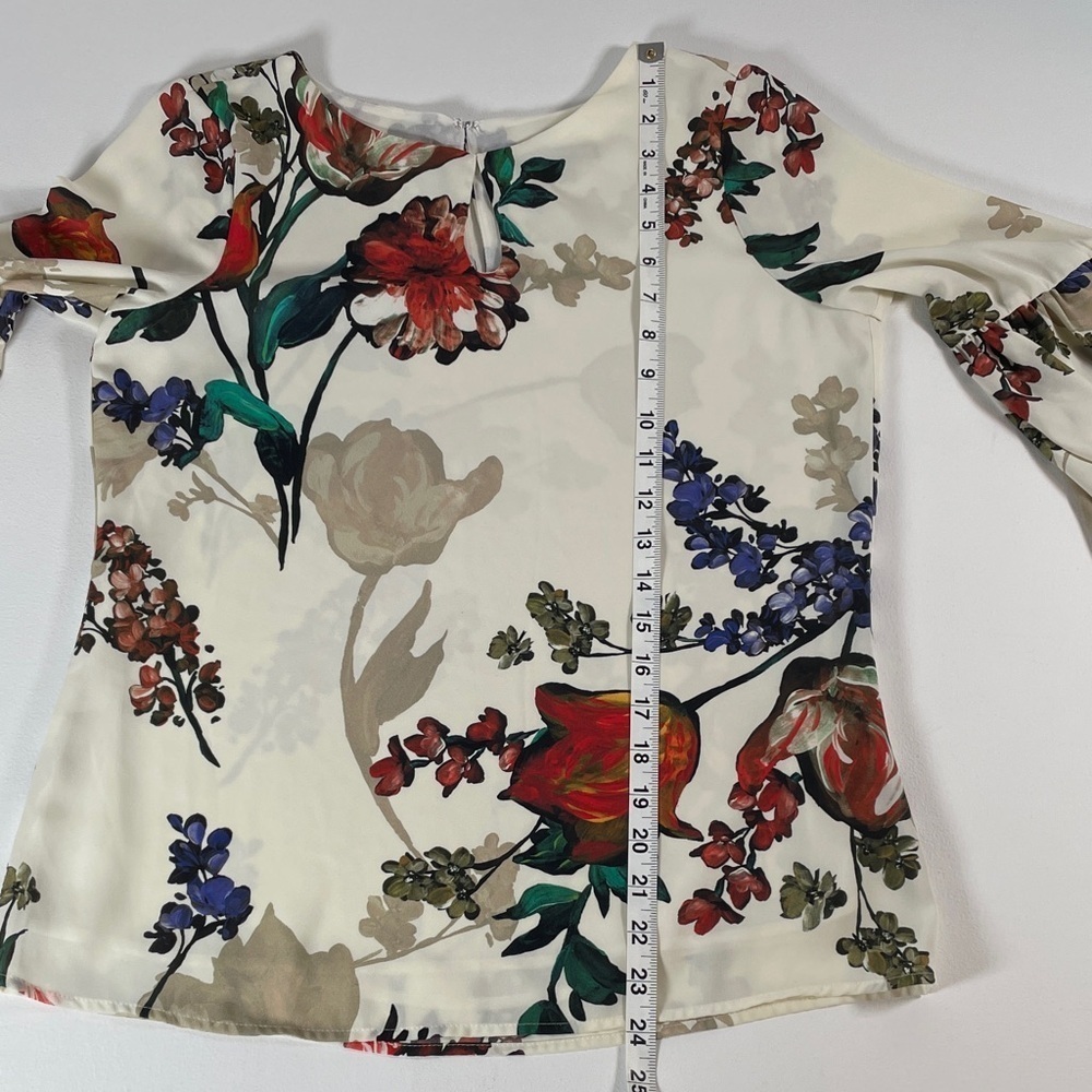 Express Multicolor Floral Blouse - Long Bell Sleeve Women’s Top XS - Picture 10 of 11